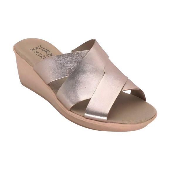 Naturalizer Shoes - Naturalizer Womens Rowena Wedge Sandal, Warm Silver, Size 8